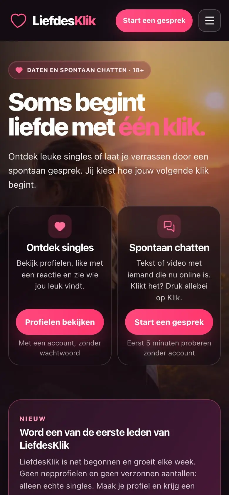 LiefdesKlik op mobiel